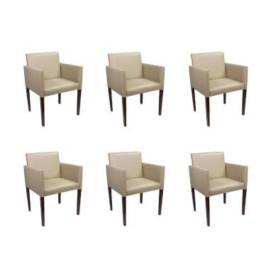 Imagem de Kit 6 Poltronas Nina Executiva Em Tecido Sintético - Bege - Cor: Bege
