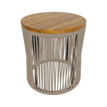 Imagem de Puff Lyon Alumínio Corda Náutica Areia - Bege