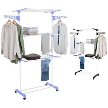 Imagem de Varal De Chão Roupas Grande Vertical 3 Andares Dobrável Secar Roupas