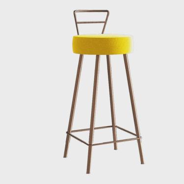 Imagem de Banqueta Alta Com Encosto Tina Eiffel Cozinha Bar Bistrô Ferro Bronze Suede Amarelo- Ahz Móveis
