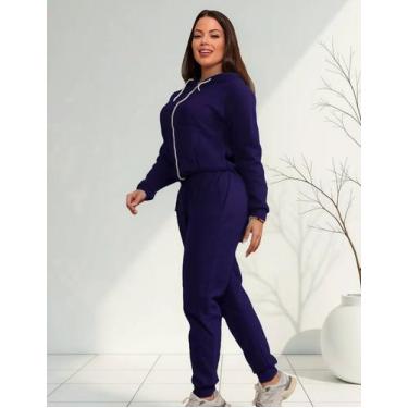 Imagem de Conjunto de moletom feminino barato Blusa de frio Grossa com zíper e t