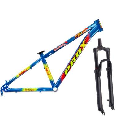 Imagem de Kit Quadro Freeride Aro 26 PRO-X Mandrake Modelo 2025 Grau e Manobras + Garfo de Suspensão 80mm,Azul Amarelo Vermelho