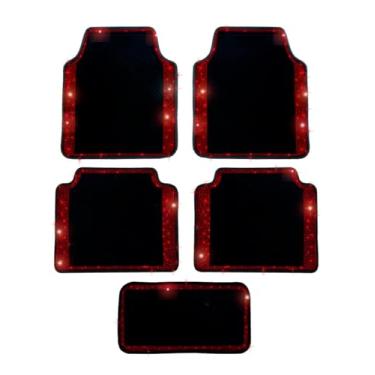 Imagem de Tapete de carro com strass prata brilhante ultra brilhante ajuste universal tapete de piso Brigth especialmente brilhante. Carro completo. 5 peças, antiderrapante, qualquer superfície e clima, pedras