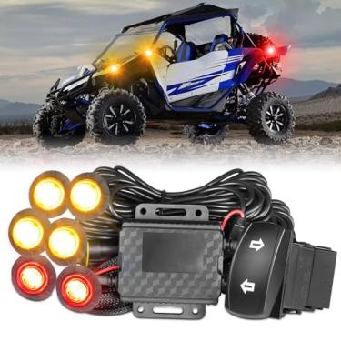 Imagem de Nirider UTV Kit de seta Plug and Play Universal Street Legal Kit com interruptor piscante para Polaris Can-Am Pioneer Kawasaki CFMOTO Carrinho de golfe lado a lado UTV ATV - 6 luzes âmbar vermelho