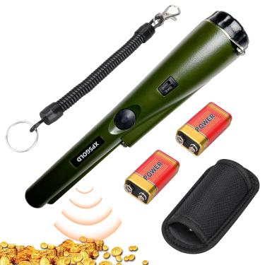 Imagem de Detector de metal, IP68, totalmente à prova d'água, Pinpointer de 360 graus, localizador de ouro e tesouro com coldre de cinto, indicador de LED e vibração de campainha, para adultos e crianças (verde