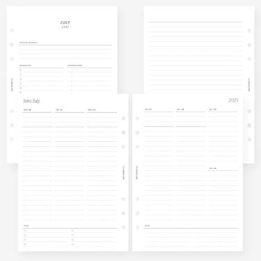 Imagem de MAY PAPER CO. Refil de agenda semanal A5 2025/2026, agenda semanal em duas páginas para Filofax A5 e LV GM Agenda de 6 anéis (forro vertical)
