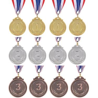 Imagem de TGXLAK 12 peças de medalhas de ouro prata bronze metal - 1º 2º 3º lugar vencedor prêmios para esportes, competições, lembrancinhas de festa e decorações, estilo olímpico, 5 cm