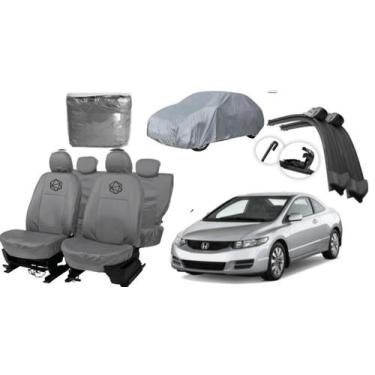 Imagem de Capa Civic couro cinza + capa externa + limpador brinde - ferro tech b