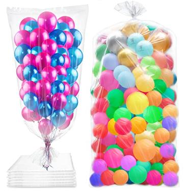 Imagem de 6 unidades de sacos grandes de balão de 98,4 x 159 polegadas para transporte, grande bolsa de armazenamento de balões de plástico, bolsa transparente para balões, sacos de armazenamento gigantes para