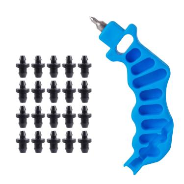 Imagem de FOGWOWO Furador de tubo de irrigação por gotejamento de 2 polegadas com conector de 20 peças, usado para sistema de bocal de gotejamento plug-in (azul 1 peça