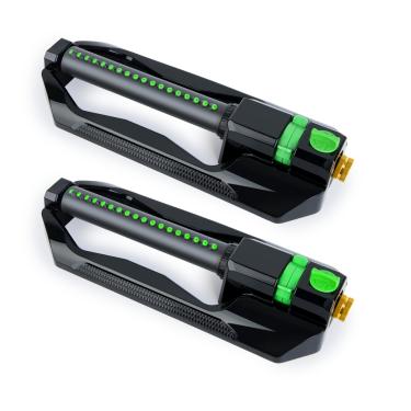 Imagem de [Pacote com 2] Aspersor oscilante resistente RESTMO com base de metal – Sistema de irrigação de gramado com controle de fluxo ajustável, cobre até 3.600 pés quadrados para jardim, quintal