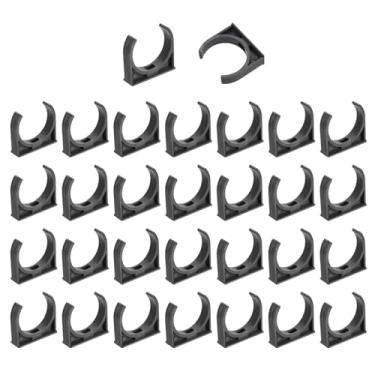 Imagem de uxcell 30 peças de grampos de tubo de água de PVC, fivelas de mangueira de tubulação em forma de U, suporte de tubo de irrigação para 50 mm OD para bandejas de TV, tubo de suporte de mangueira, cinza