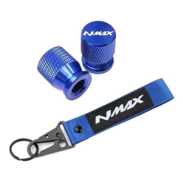 Imagem de jininshengxindianzi Compatible With NMAX N-Max 125 155 NMAX125 Nmax155 Scooter Accessories Tyre Valve Cover Cap&Motorcycle Embroidery Key Chain Keychain(Combination Blue)