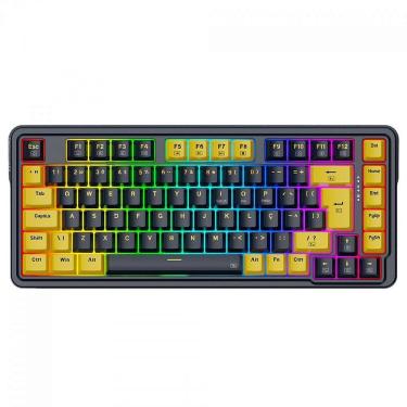 Imagem de Teclado Gamer Mecânico Redragon ELF, RGB, USB, Switch Melt Gold, ABNT2, 75%, Preto E Laranja