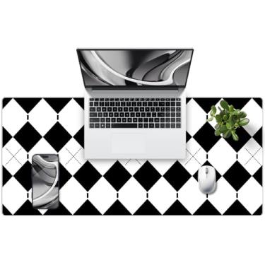 Imagem de Almofada quadriculada para mesa – protetor de mesa de couro PU, tapete antiderrapante para mesa de escritório, à prova d'água, tapete de escrita para laptop fácil de limpar para trabalho/casa