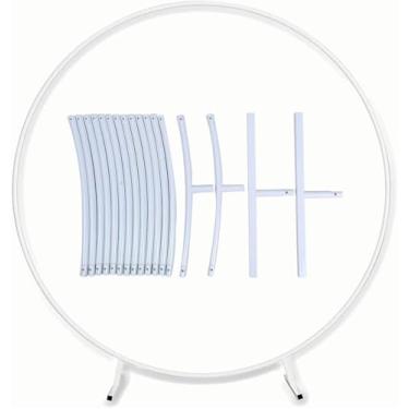 Imagem de Ouro Branco Balões Pretos Arco Destacável Redondo Pano De Fundo Suporte Metal Arco De Casamento Diâmetro 100/120/150/180/200/220/240 / 260cm Suporte De Decoração De Festa, White, 100cm(3.3ft)