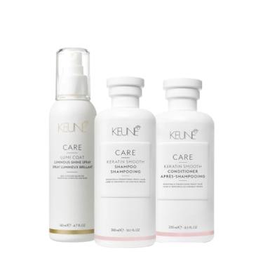 Imagem de Kit Keune Care Keratin Smooth Shampoo Condicionador e Lumi Coat Finalizador (3 produtos)