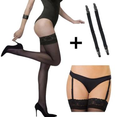 Imagem de Kit Meia Dantelle 7/8 Fio 15 e Liga Support DeMillus, Preto, Único