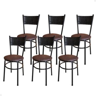 Imagem de Conjunto 6 Cadeiras Pretas Para Cozinha Viena Cor:marrom