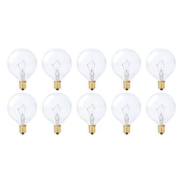 Imagem de Simba Lighting Pequena lâmpada redonda G16.5 40W E12 base de candelabro (pacote com 10) para lustre, luz do ventilador de teto, luzes decorativas de camarela, arandela de parede, vidro transparente 110V 120V, 2700K branco quente regulável