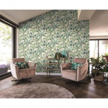 Imagem de Papel De Parede Barbara Home Folhagem Verde E Bege 485240