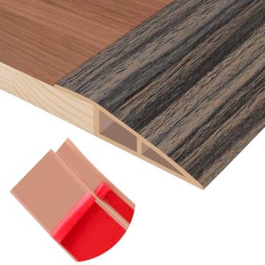 Imagem de Faixa de transição de piso autoadesiva para porta de vinil para portas, acabamento de borda de carpete redutor de borda de sobreposição para piso laminado, carpete, azulejo (grão de madeira marrom