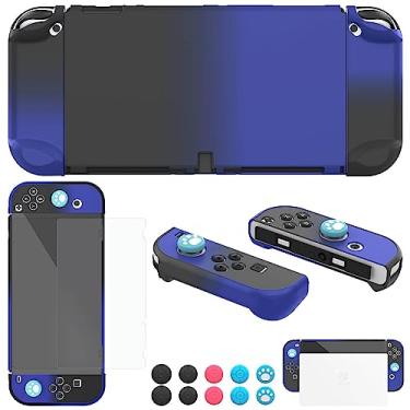 Imagem de COMCOOL Dockable Case for Nintendo Switch Oled - [9 FT Military Grade Drop Protection] [with Tempered Glass Screen Protector and Thumb Grips] Protective Cover for Nintendo Switch Oled - Black Blue