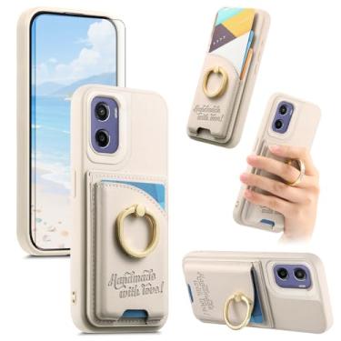 Imagem de Asuwish Capa de telefone para Motorola Moto G05/E15 4G capa carteira com protetor de tela de vidro temperado e suporte de cartão de crédito de couro PU anel suporte acessórios para celular GO5 G 05 E