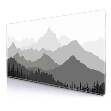 Imagem de Mountains Morning Haze, mouse pads grandes preto e branco, base de borracha antiderrapante XXL mouse pad para mesa completa