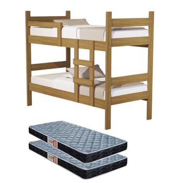 Imagem de Beliche Alana Vira Duas Camas Reforçadas + 2 Colchões Solteiro (Nature)