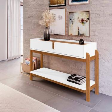 Imagem de Aparador 2 Gavetas Lizz Branco/Cedro - Casa D Móveis