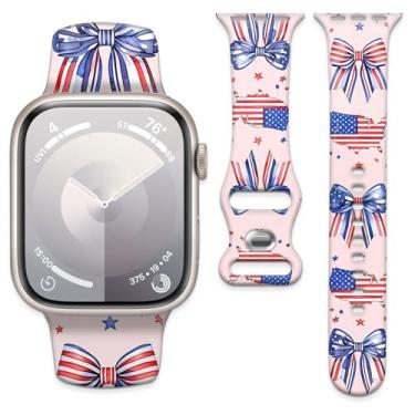 Imagem de Pulseira de relógio compatível com Apple Watch de 38 mm, 40 mm, 41 mm e 42 mm, pulseira de substituição com fecho clássico para Apple Watch Series SE 10, 9, 8, 7, 6 5 e Utral para mulheres (estrelas)