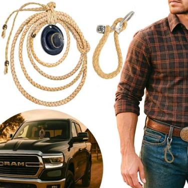 Imagem de Chaveiro Country Capiau + Penduricalho Retrovisor Laço Couro Bege Chap