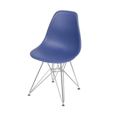 Imagem de Cadeira Boxbit Dkr Eames Base Cromada Azul Marinho