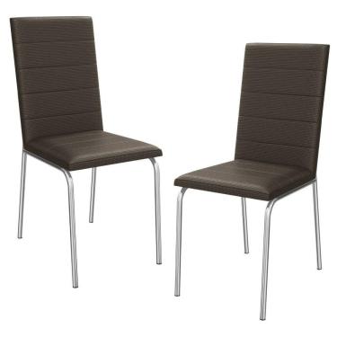 Imagem de Kit 2 Cadeiras Cromada Sala Jantar 2C091CR Corino Capuccino Kappesberg