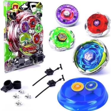 Imagem de Beyblade Metal Led Kit 4 Pião 2 Lançador Tornado Com Arena - toys