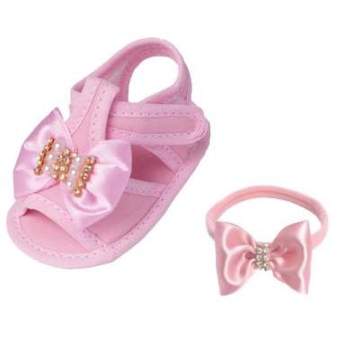 Imagem de Sapatinho Bebê Menina Sandália E Faixa de Cetim Ref.192 - Galera do Pe