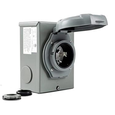 Imagem de BESYL Caixa de entrada de gerador de 50 Amp NEMA 3R Plug, SS2-50P Power RV interno/externo à prova d'água interruptor de transferência caixa de entrada, 3 pinos, 125/250 Volts, até 12.500 Watts