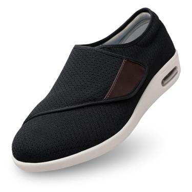 Imagem de youyun Sapatos ortopédicos para mulheres, tênis de ajuste largo para diabéticos, fascite plantar e suporte para pés inchados, leve, confortável e respirável (tamanho 36 a 44), Preto, 6 Wide