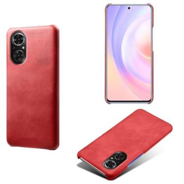 Imagem de Capa para Honor 50 SE,Proteção contra quedas,Casca de volta de cor sólida simples,Design de couro de imitação de plástico-Red