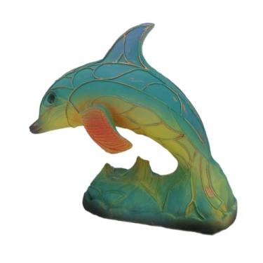 Imagem de Generic Abajur de mesa com animal, luz noturna de animal manchada, estátua, brilho ambiente quente, luminária de cabeceira de resina fofa para decoração de, Luminária de Mesa Dolphin