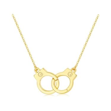 Imagem de M MOOHAM Colar feminino com duas iniciais algemas, banhado a ouro 14K, duas letras, amizade, melhor amigo, joias personalizadas, presentes de aniversário para mulheres, melhores amigas, casais, Latão