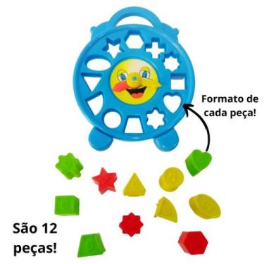 Imagem de Relógio Educativo de Encaixar Peças Pedagógico - Divplast, Azul