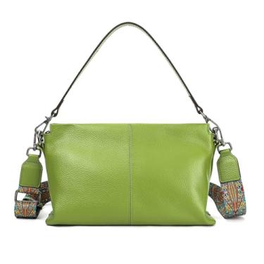 Imagem de Bolsa de ombro feminina de couro genuíno pequena bolsa tiracolo mini casual Hobo Lady bolsas e bolsas carteiro bolsa carteiro, 7790-verde, Small, Vintage