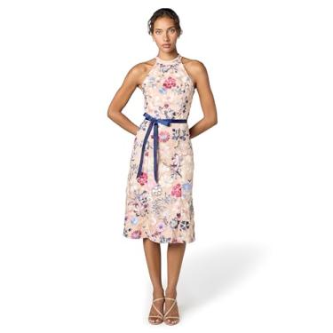 Imagem de JS Collections Vestido feminino Elliot Bateau com gola, Ouro rosa multi, 50