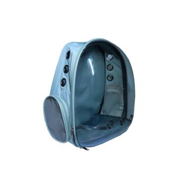 Imagem de Mochila Zuka cinza para Transporte de Pets, Frente em Acrílico, Alças Acolchoadas, Capacidade 6kg, 44x35x25cm, com Tapete