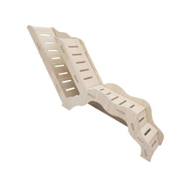 Imagem de Generic Caverna de madeira para hamster com escada, formato irregular e resistente para pequenos animais de estimação, roedores, rampa de escalada multiuso de