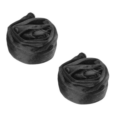Imagem de PATIKIL Capa de corrente de lustre de 1 m, 2 peças de tecido de veludo, capa decorativa de cordão para fios de lustre, cabo giratório, estilo gancho e laço, preto