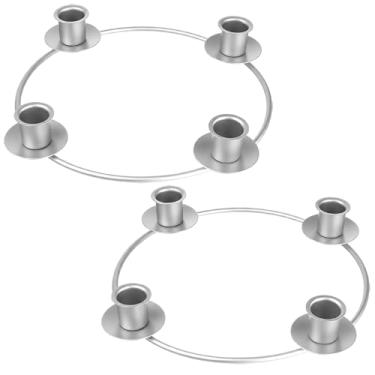 Imagem de Chengu 2 peças de guirlanda de anel do advento de Natal para velas giratórias, suporte de vela redondo para decoração de mesa de centro de mesa, decoração da estação do advento DIY guirlanda