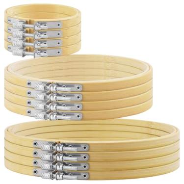 Imagem de TINDTOP 12 Peças De Bastidor De Bordado, Bastidor De Bambu Para Ponto Cruz, Conjunto De Bastidor De Bordado Para Bordado E Ponto Cruz (Bambu, 3 Pol. * 4 + 6 Pol. * 4 + 8 Pol. * 4)